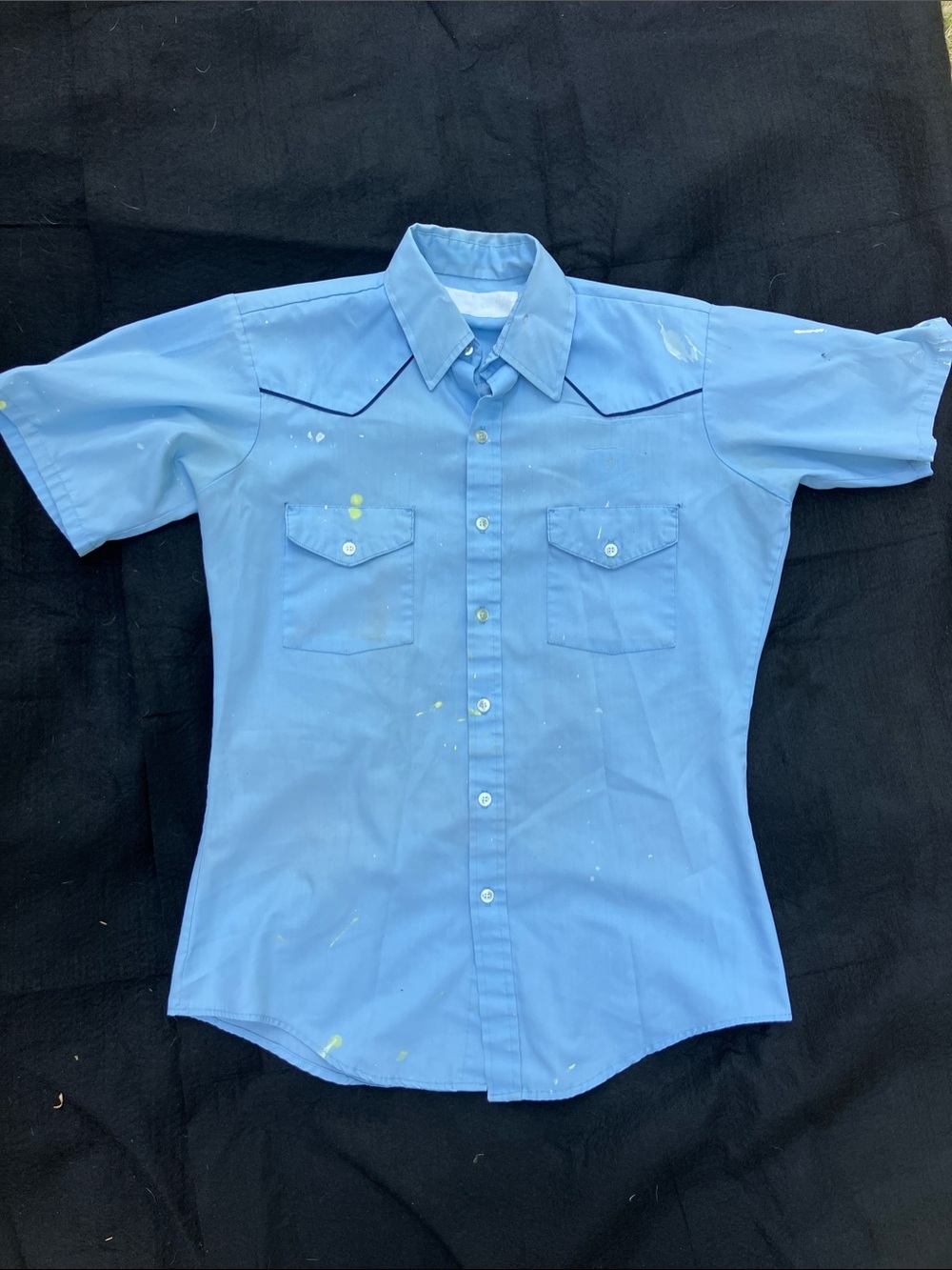 Men's Light Blue Short-Sleeve Button-Down Workshirt